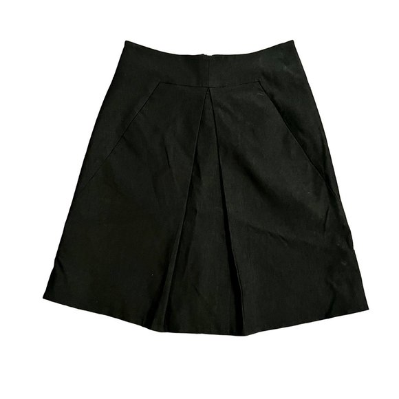 Odille Black Pleated Rayon Blend A-Line Mini Skirt w/ Pockets Size 6 - Picture 1 of 5